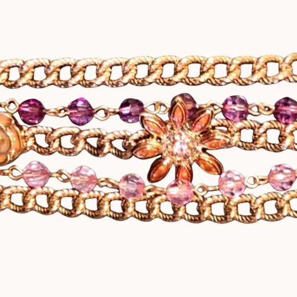 Elegant Multi-Strand Flower Bracelet - Picture 6 of 13